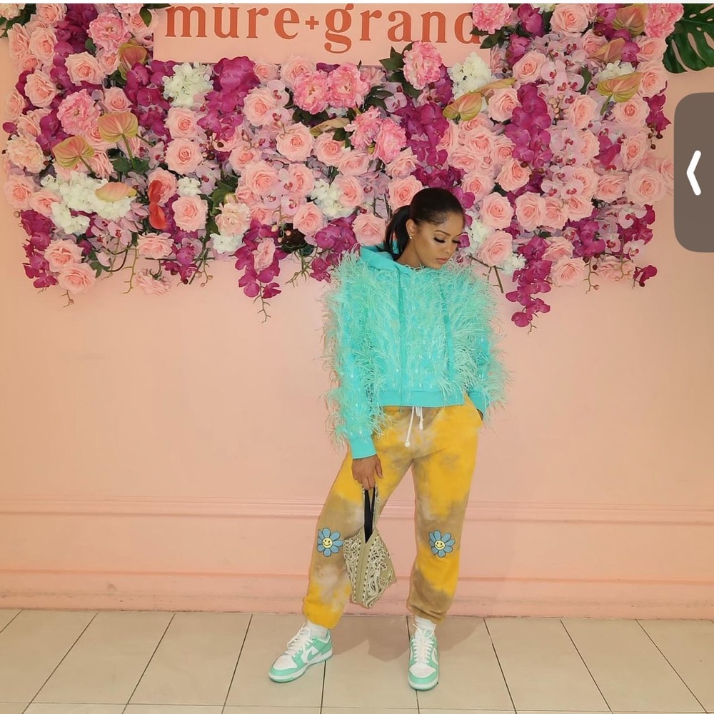 ALYSSE NYC Blue Ostrich Hoodie